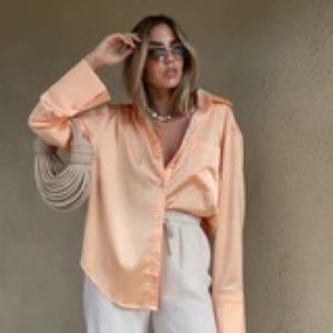 NWOT Boutique Orange Button Up